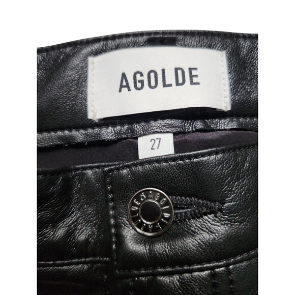 Agolde Recycled Leather Cropped Ren Pants Womens 27 Detox Black Minimalist Punk - Picture 3 of 9
